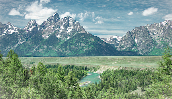 Grand Tetons Snake River, Painterly by Marcy Wielfaert Grand Tetons Snake River, Painterly by Marcy Wielfaert